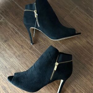 Marc Fisher Black Peep-Toe Heeled Boots